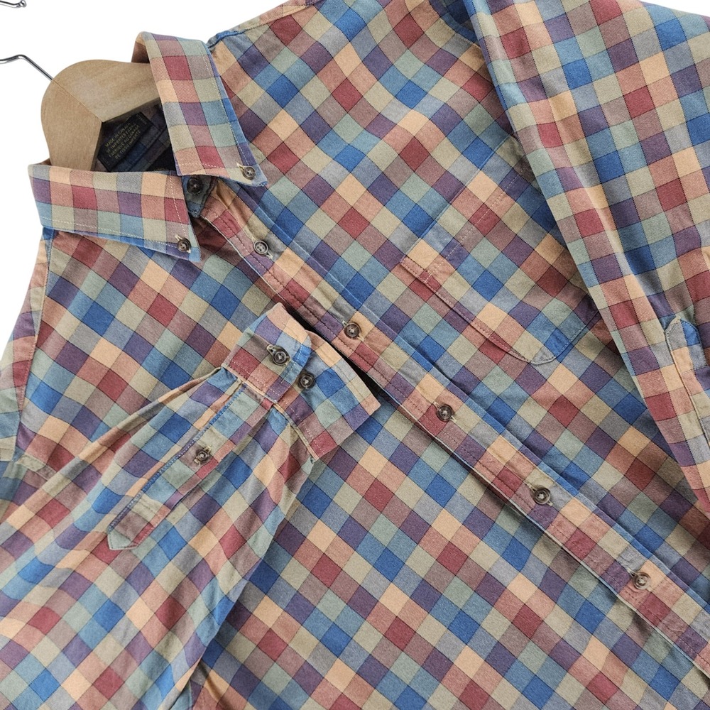 Viyella Button Down Shirt Mens M Multi Plaid Classic Fit Cotton Wool Blend